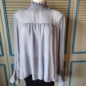 En Saison Light Blue Smocked Blouse